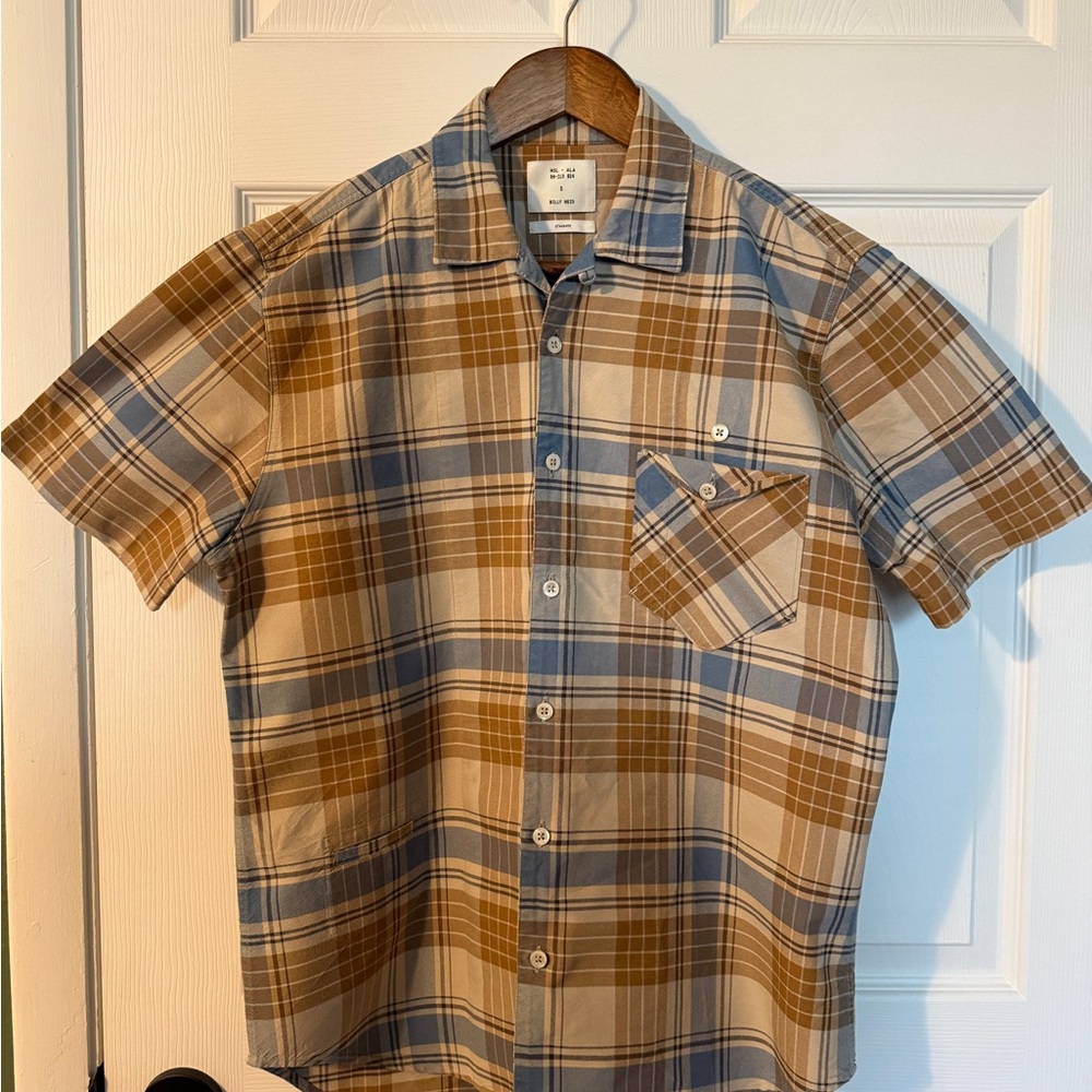 Billy Reid Plaid Short Sleeve Shirt | Made in Portugal | Size Small